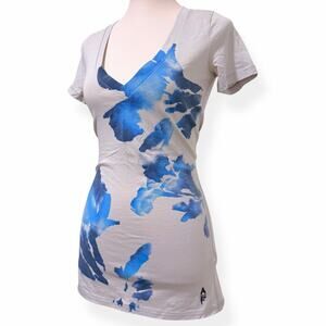 Y2K Abercrombie & Fitch Floral Slim Bodycon T Shirt Size Small